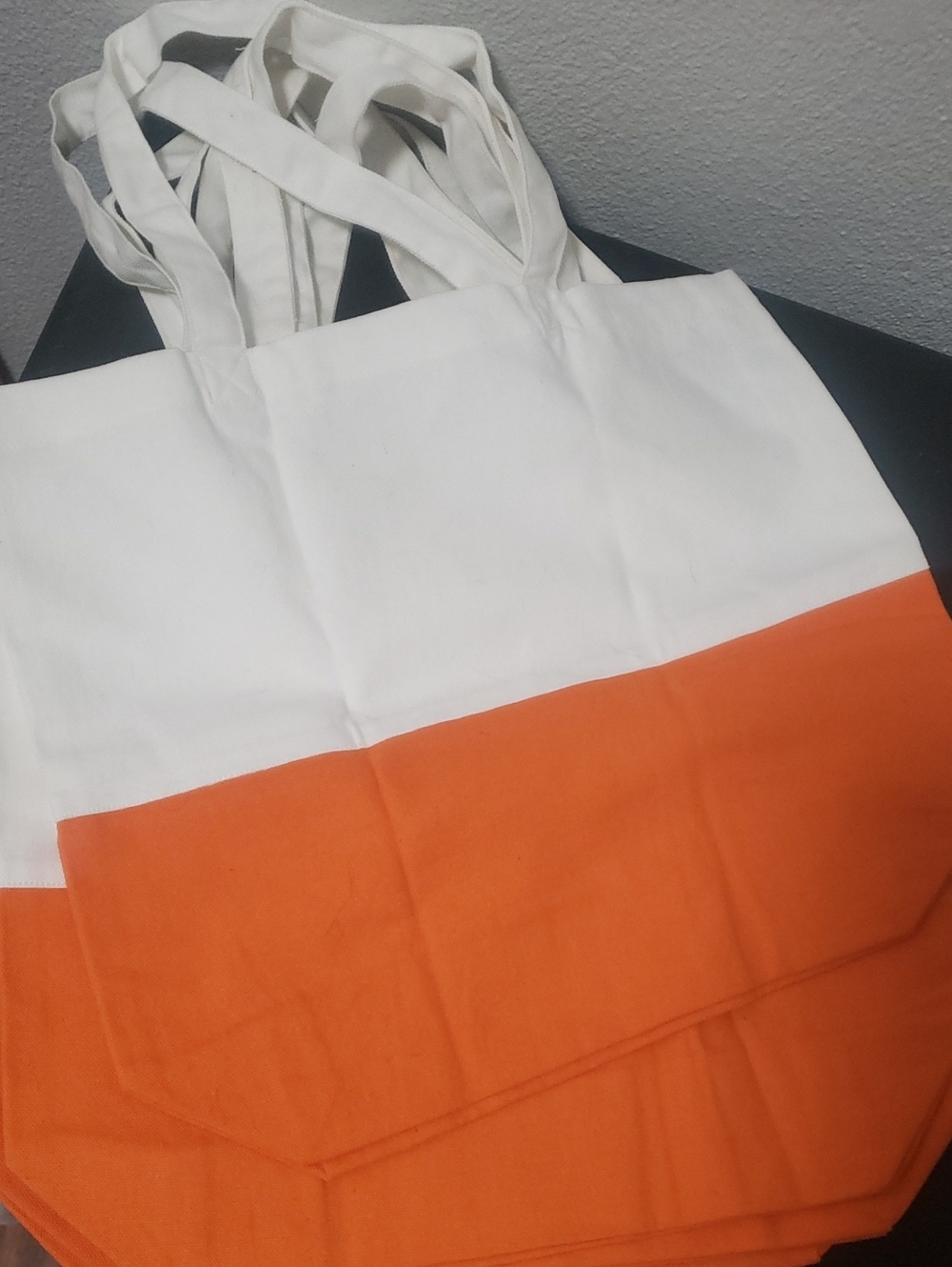 White and Orange Canvas Tote Bag - Minimal Men’s Carryall